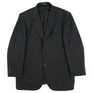 Vintage Mens Wool Blazer Size 44R | 1990s Charcoal Gray Sport Coat Suit Jacket