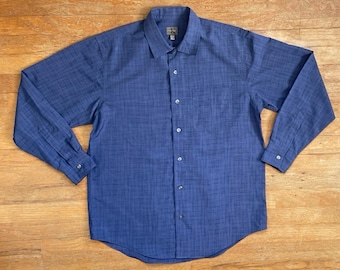 Vintage Mens Calvin Klein Shirt Size Medium/Large 1990s Blue Plaid Button Down Collared