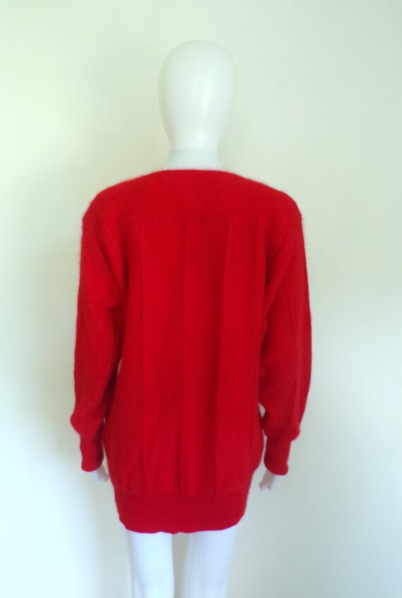 90s angora sweater size medium, red rabbit hair w… - image 4