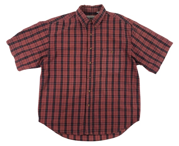 Vintage Mens Plaid Shirt | 90s Button Down 100% C… - image 1
