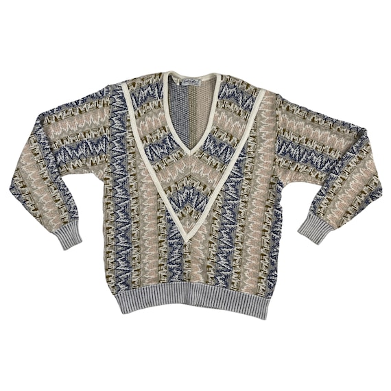 Vintage Mens Chevron Sweater Size Medium | 1980s … - image 1