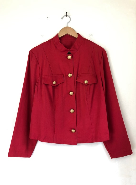 Vintage Cropped Red Jacket | 90s Lightweight Twil… - image 2