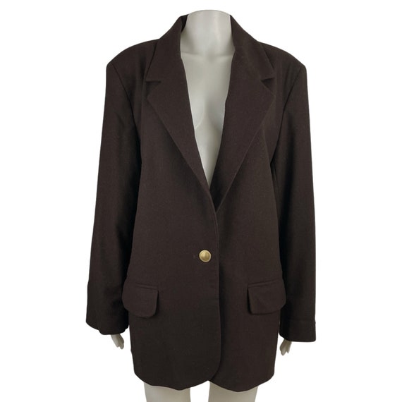 Vintage Wool Coat | 90s Blazer Brown Wool Overcoa… - image 6