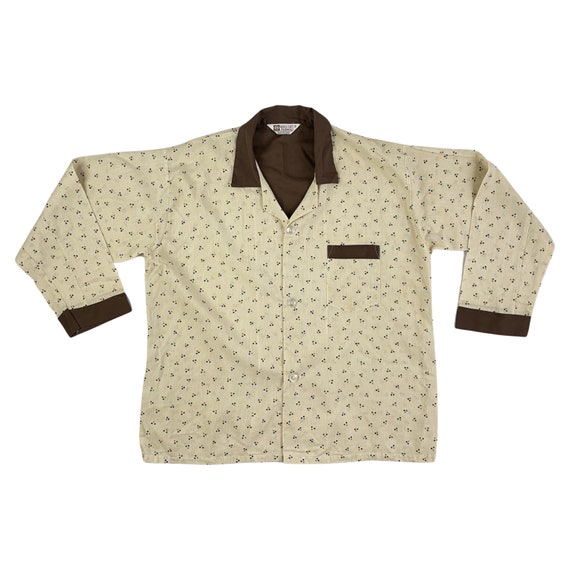 Vintage Mens Pajama Shirt Size XL | 60s Polka Dot… - image 1