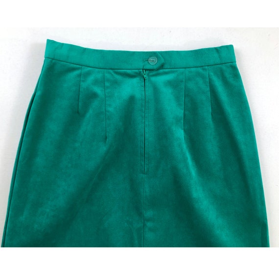 Vintage Ultrasuede Skirt | 70s Teal Faux Leather … - image 7