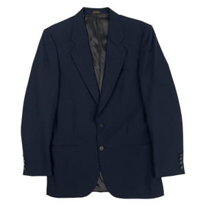 Vintage Mens Oscar de la Renta Blazer Size 40L 1970s Navy Blue Wool Sport Coat Suit Jacket