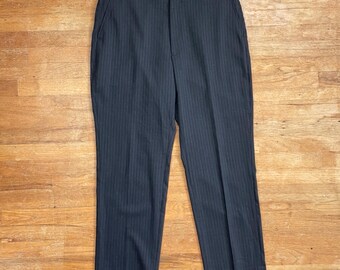 パンツ stripe slacks pant 90s Vintage Men's 90s Dark Blue & White Pinstripe Polyester Dress
