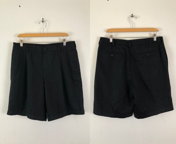 Vintage Mens Black Chino Shorts | 90s Perry Ellis
