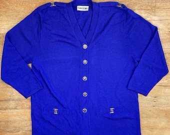 Vintage Purple Cardigan Size Large 80s Purple Acrylic/Nylon Button Down Sweater