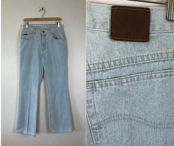 Vintage High Waist Jeans 80s Lee Faded Light Wash Bootcut Jeans