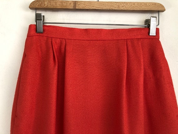 Vintage Bright Orange Pencil Skirt | 80s Crepe St… - image 3