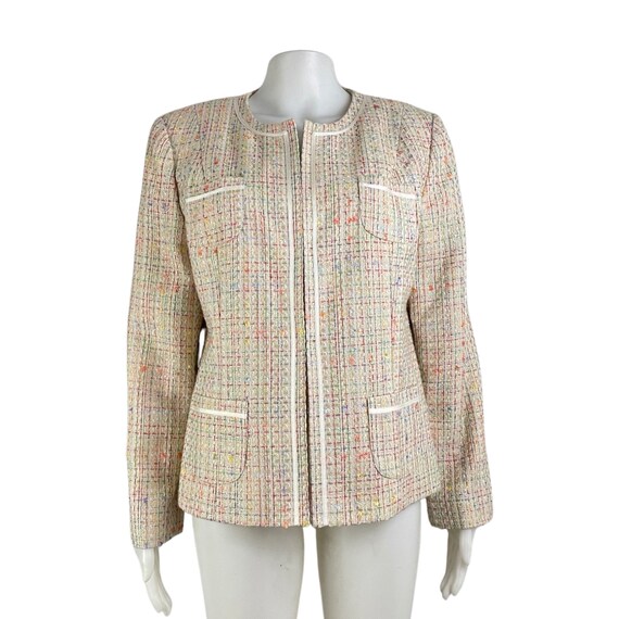 Vintage Rainbow Tweed Plaid Blazer Womens Size La… - image 2