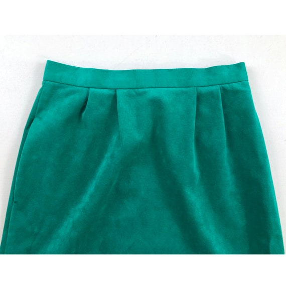 Vintage Ultrasuede Skirt | 70s Teal Faux Leather … - image 4