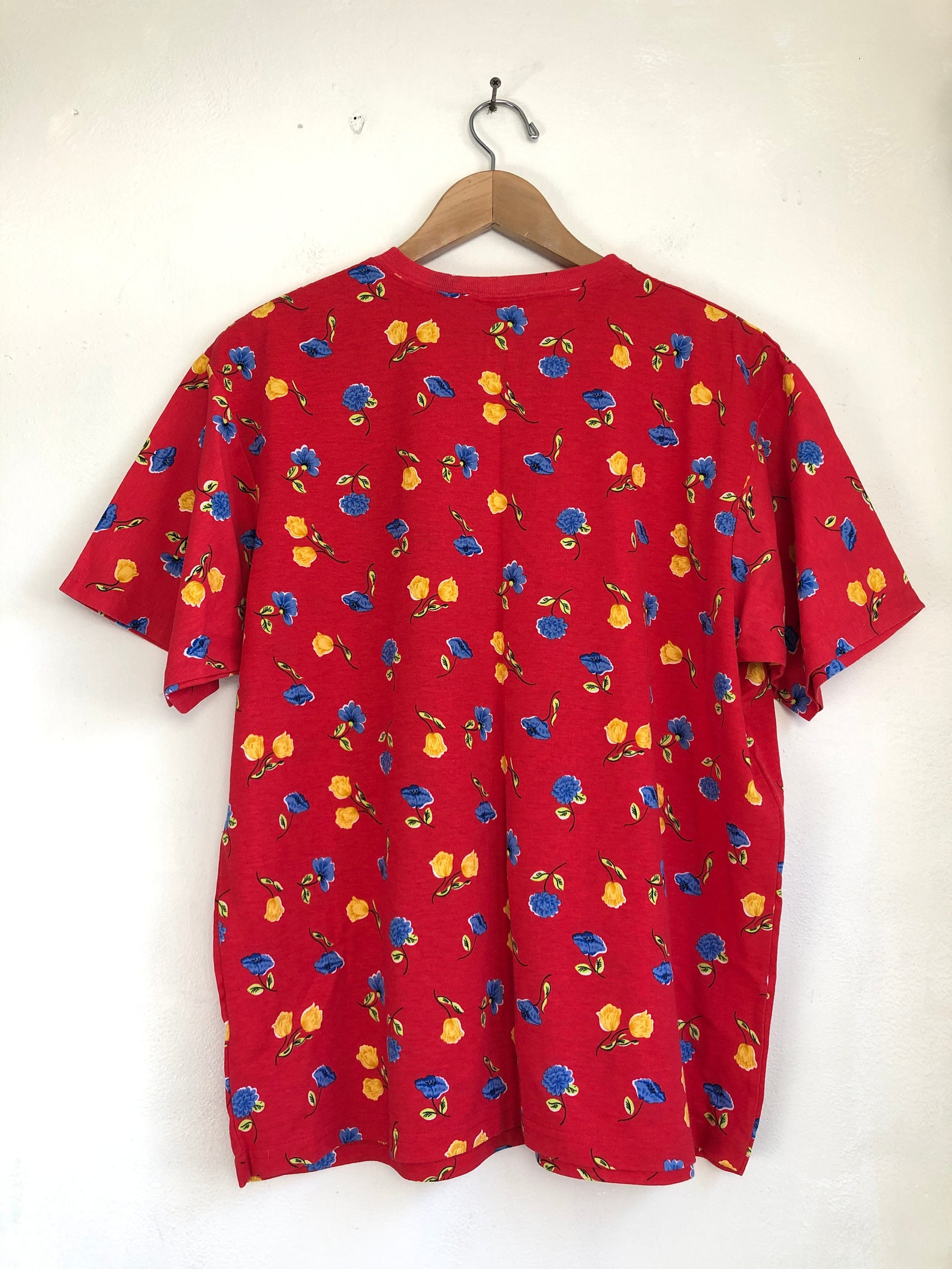 Vintage Floral Print Top 90s Flower Pattern Boxy Cut Cotton Etsy