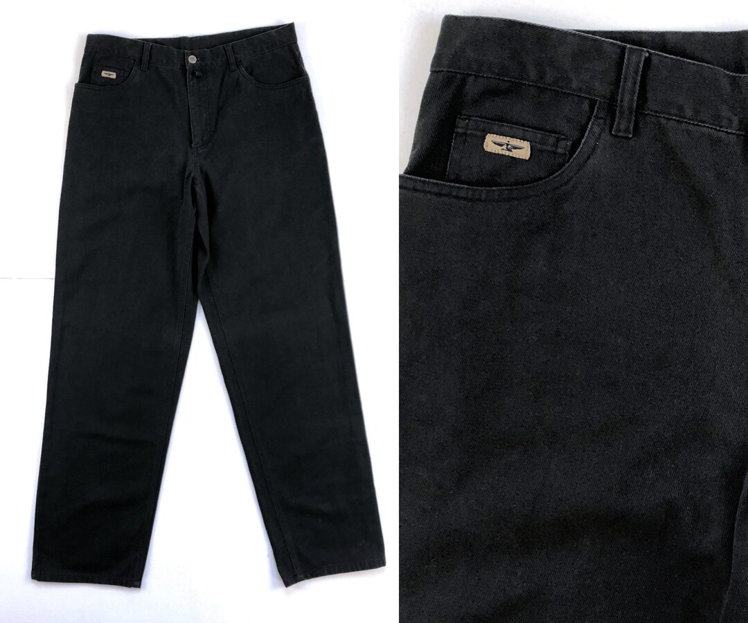 Vintage Mens Faded Black Jeans 90s Black Denim Jeans Mens Size 34x32 34