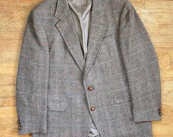 Vintage Mens Plaid Tweed Wool Blazer Size 40R 70s Stanley Blacker Sport Jacket