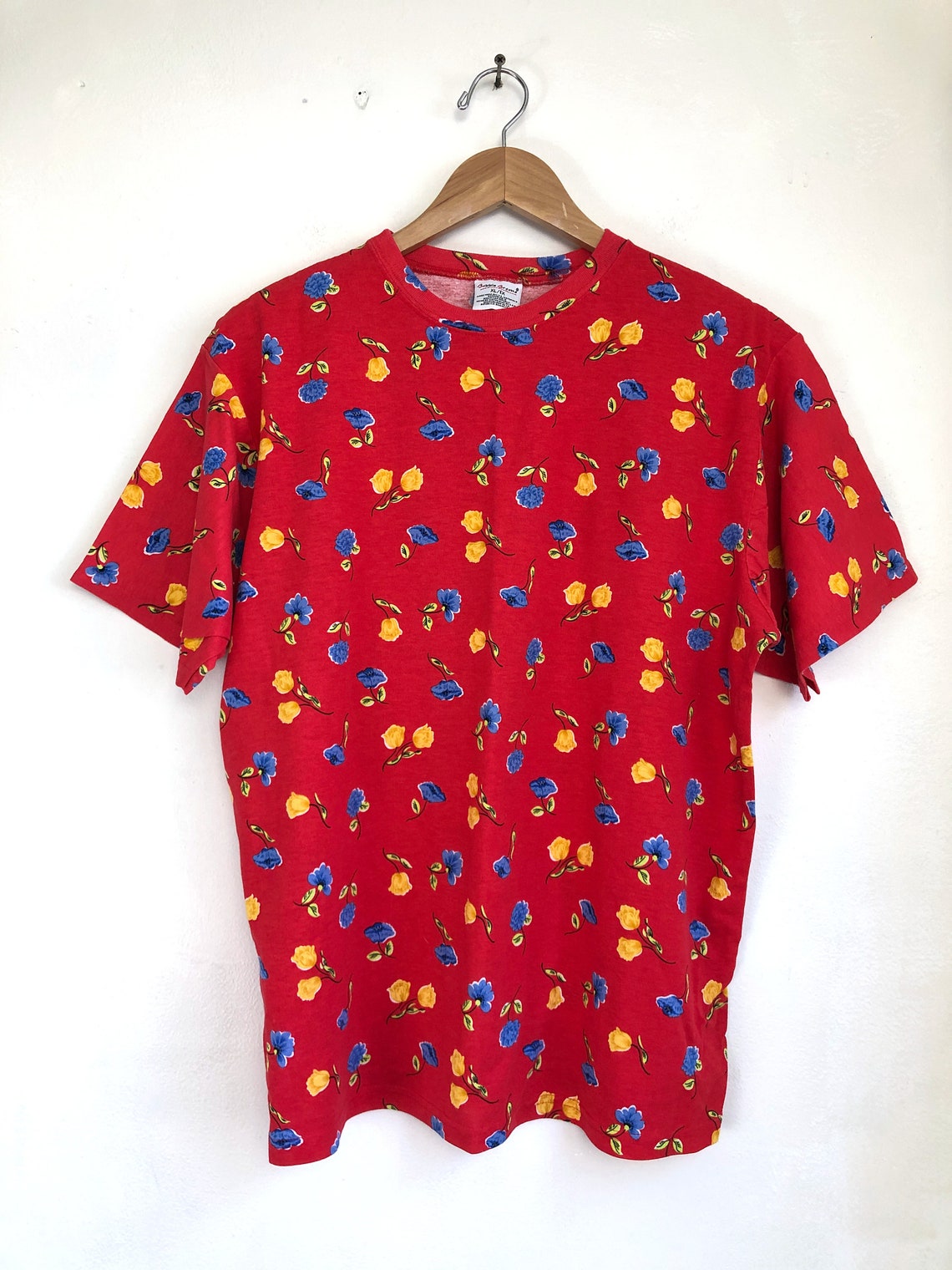 Vintage Floral Print Top 90s Flower Pattern Boxy Cut Cotton Etsy