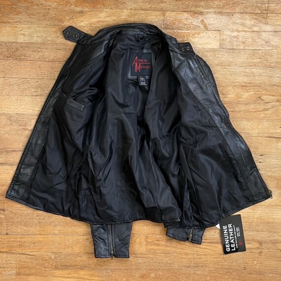 Vintage Patchwork Leather Jacket Size Medium 90s … - image 6