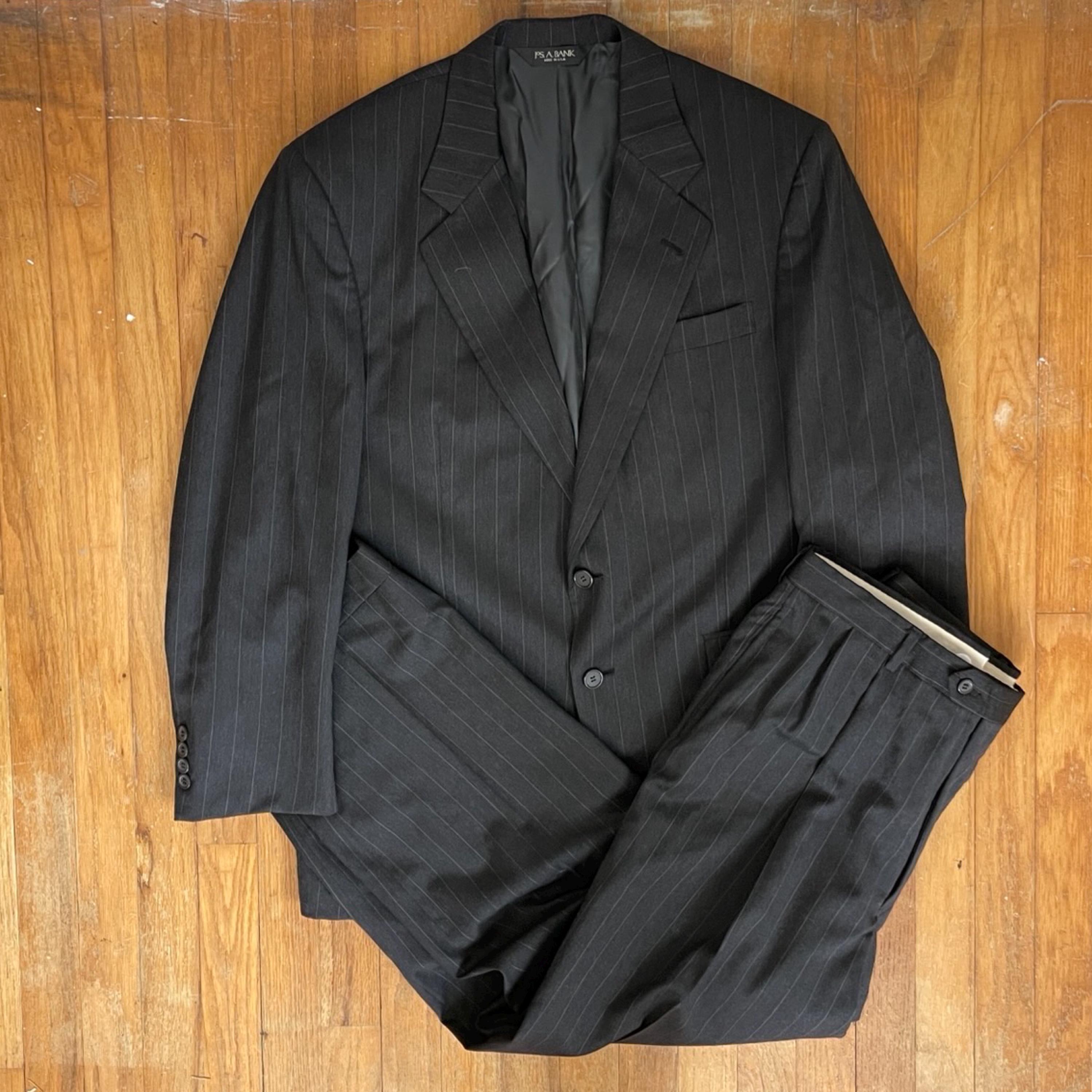 Vintage Mens Pinstripe Suit Set Size 42R Blazer 34x29 Pants 1990s