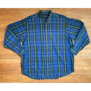 Vintage Mens Plaid Shirt Size XXL 1990s Nautica Tartan Cotton Button Down