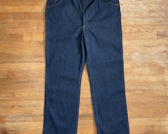 Vintage 1970s Mens Jeans Size 42x32 70s Dark Wash Denim Sears Roebuck | 42 Waist 32 Inseam