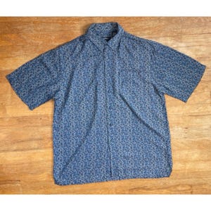 Vintage Mens Hawaiian Shirt Size Medium 1990s Geometric Abstract Print Button Down
