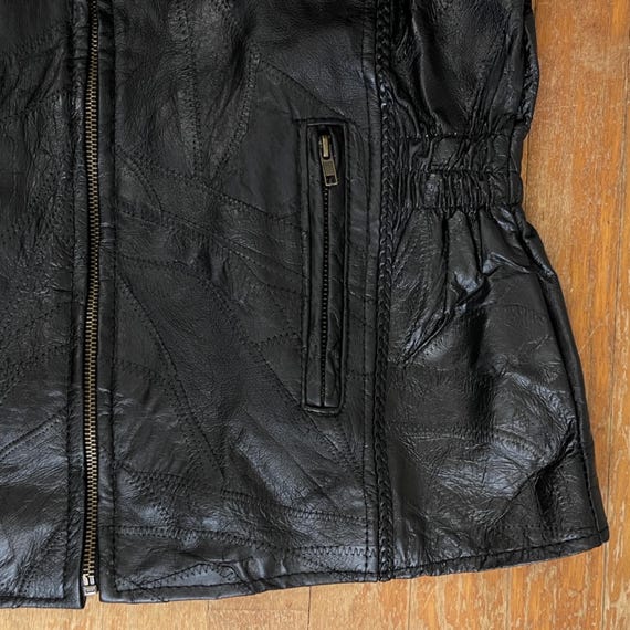 Vintage Patchwork Leather Jacket Size Medium 90s … - image 3
