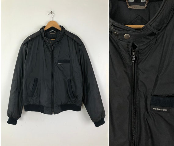 Vintage Mens Members Only Jacket | 70s Black Gabar
