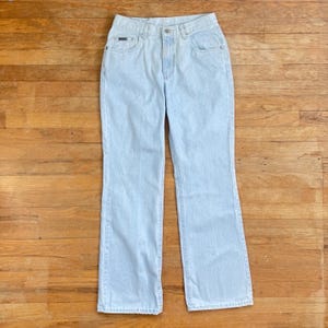 Vintage High Waist Jeans Size Large 31 Waist 1980s Lee Faded Light Wash Bootcut | 31 Waist x 31 Inseam