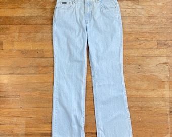 Vintage High Waist Jeans Size Large 31 Waist 1980s Lee Faded Light Wash Bootcut | 31 Waist x 31 Inseam