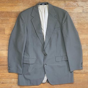 Vintage Gray Worsted Blazer Size 40L 1980s Wool Blend Sport Coat Suit Jacket