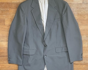 Vintage Gray Worsted Blazer Size 40L 1980s Wool Blend Sport Coat Suit Jacket