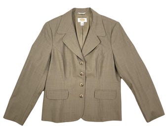 Vintage Fine Wool Blazer Size Medium (10P) 1990s Taupe Sport Coat Jacket