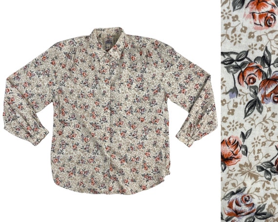 Vintage Floral Print Shirt Womens Size Medium/Lar… - image 1