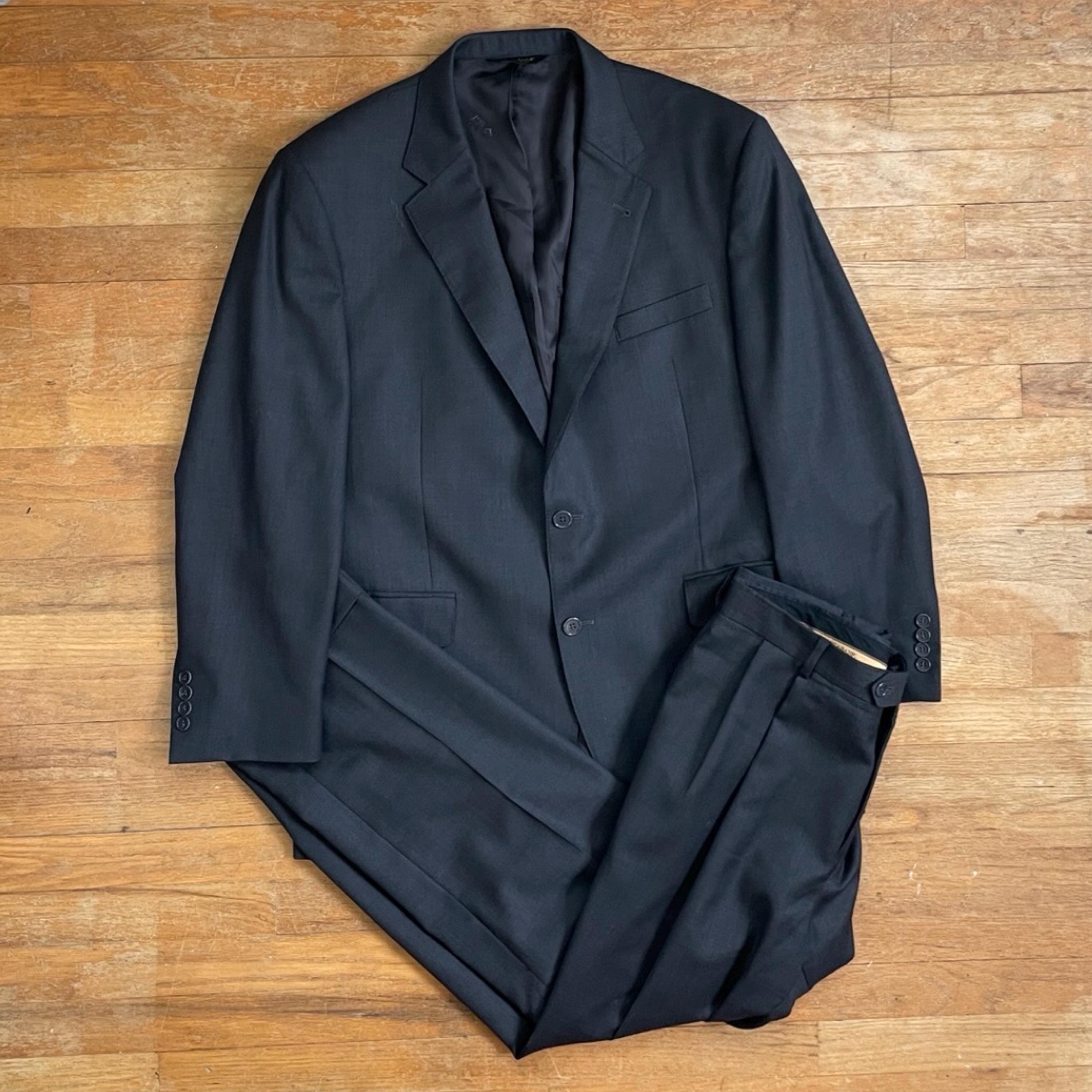 Vintage〕90s Black navy Simple suit デカ襟 Vintage〕90s Black navy