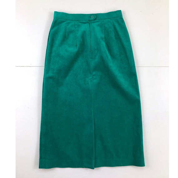 Vintage Ultrasuede Skirt | 70s Teal Faux Leather … - image 6