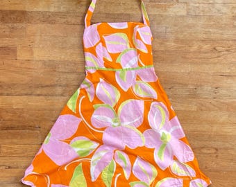 Vintage Floral Cotton Dress Size Small 1990s Cotton Sleeveless Halter Sundress