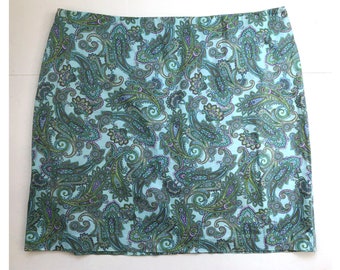 Vintage Paisley Print Skirt | 90s Cotton Straight Cut Skirt | Womens Plus Size 3X (22W) | 42" Waist