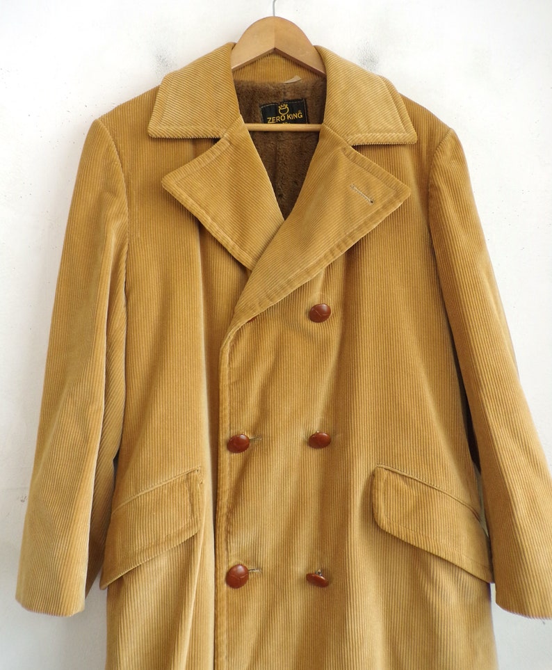Vintage Mens Corduroy Coat 60s Faux Fur Lined Corduroy | Etsy