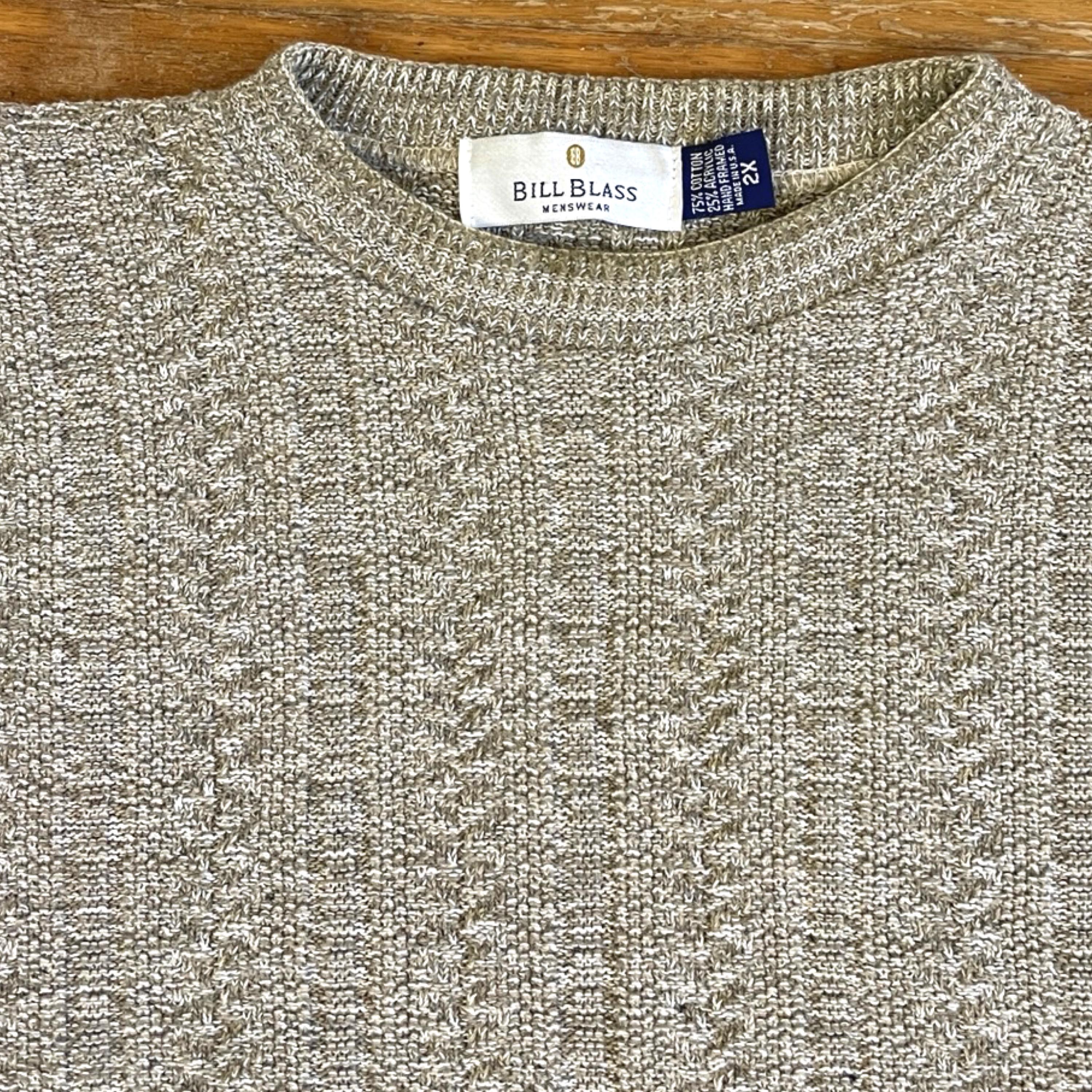Vintage Mens Textured Knit Sweater Size XXL 1990s Bill Blass Tan 