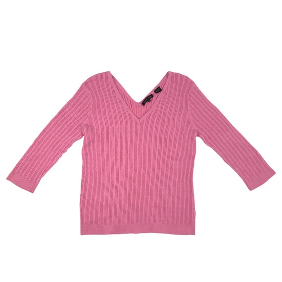 Vintage Knit Sweater Top | 90s Pink Cable Knit Co… - image 5