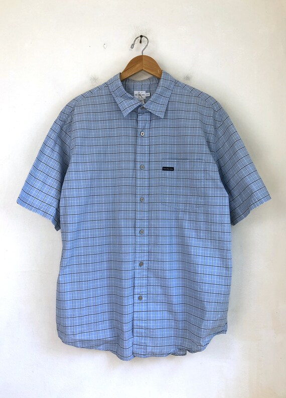 Blue plaid shirt mens online