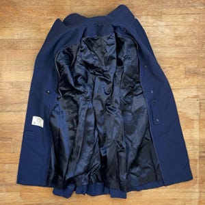 Cappotto militare vintage in twill di lana taglia XS, cappotto doppiopetto blu anni '90 immagine 5