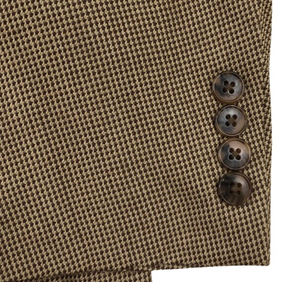Vintage Mens Silk Blazer | 90s Beige/Brown Woven … - image 3