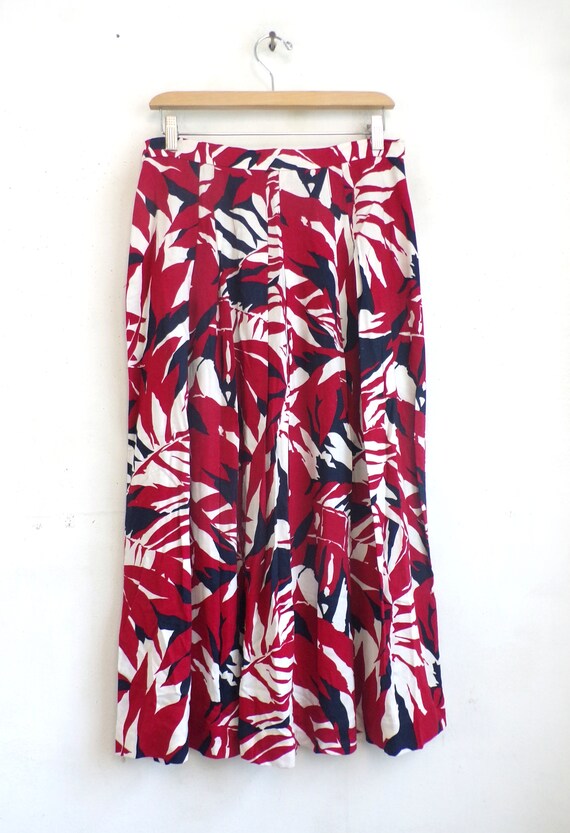 Vintage Pleated Floral Midi Skirt | 90s Rayon & L… - image 5