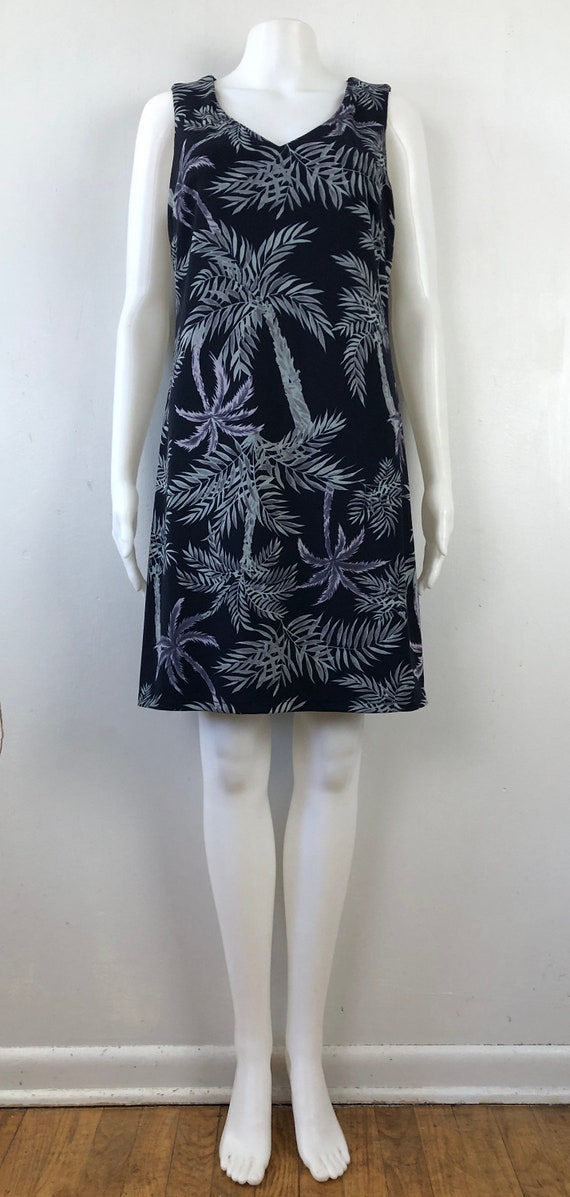 Vintage Palm Tree Dress | 90s Tropical Print Fine… - image 2