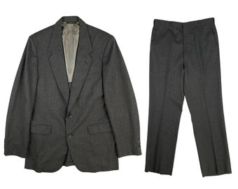 Vintage traje para hombre tamaño 40L Blazer / 32 cintura x 33 pantalones de entrepierna / 1980 chaqueta de lana gris y conjunto de pantalones