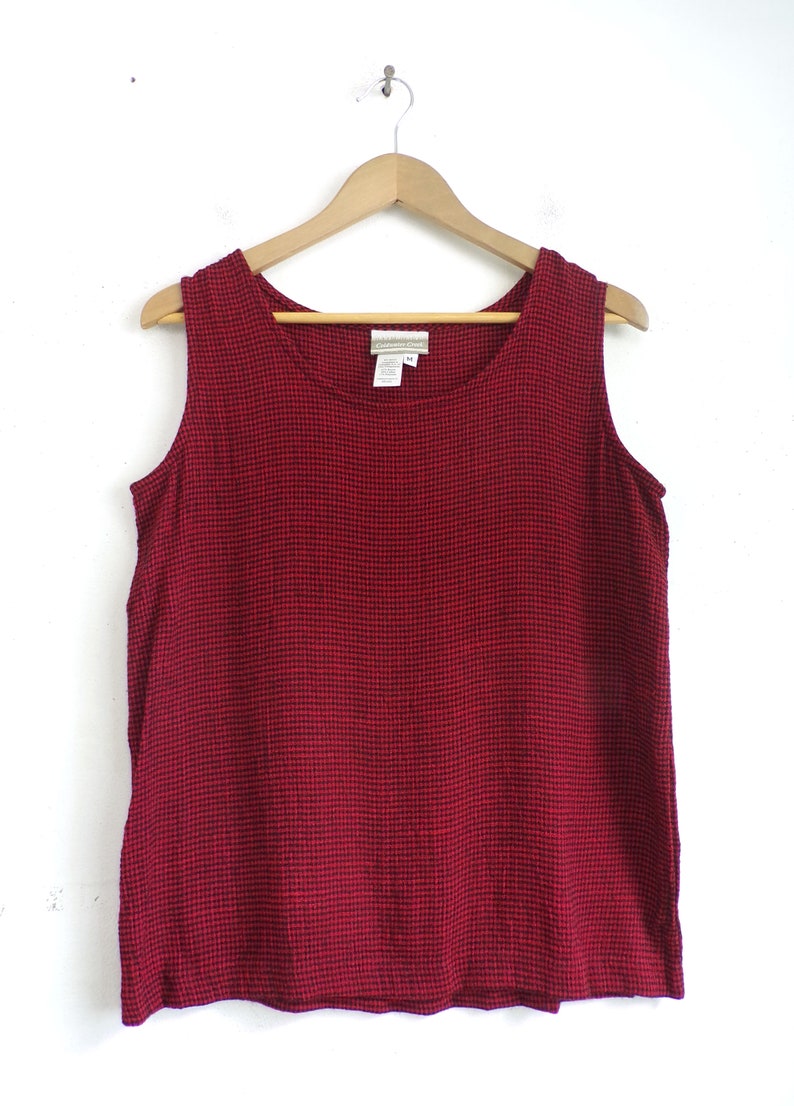 Vintage Plaid Tank Top 90s Red /& Black Checkered Lightweight Sleeveless Shirt Womens Size Medium 1990s Coldwater Creek