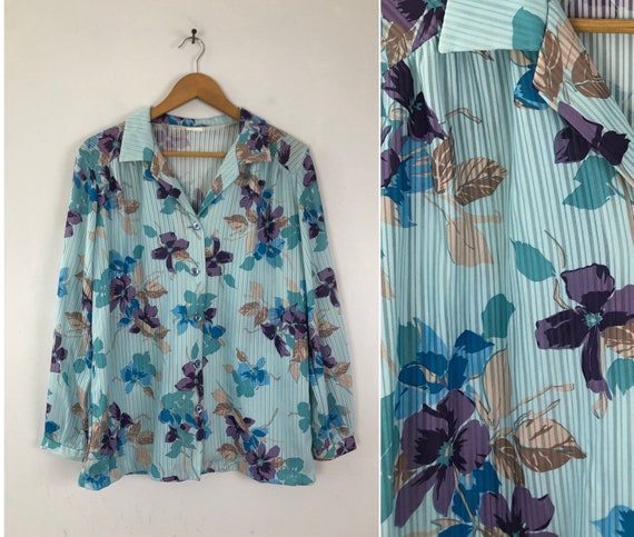 Vintage Sheer Floral Blouse | 70s Flower Pattern B