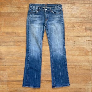 Vintage Low Rise Bootcut Jeans Size 28 (31&quot; Waist) Y2K 7 For All Mankind Denim Distressed